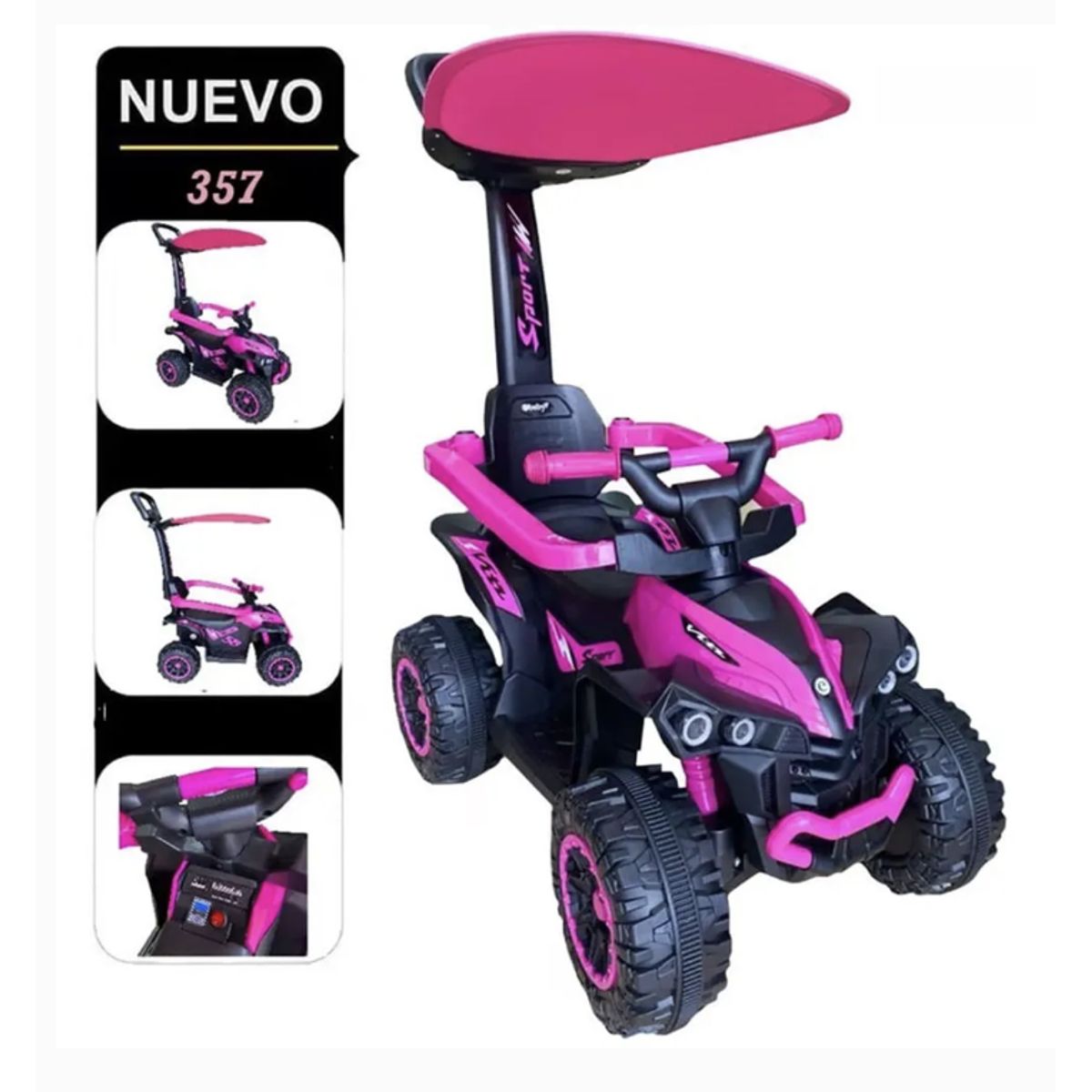GENERICO - Cuatrimoto 3en1 Buggy con Guiador Electrico Musical ROSADO