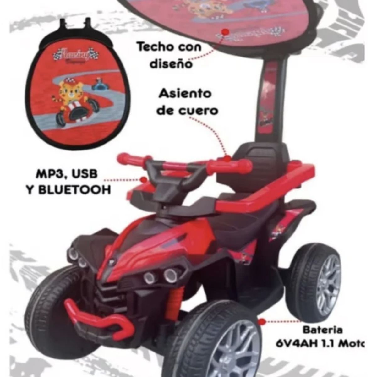 GENERICO - Cuatrimoto 3en1 Buggy con Guiador Electrico Musical ROSADO