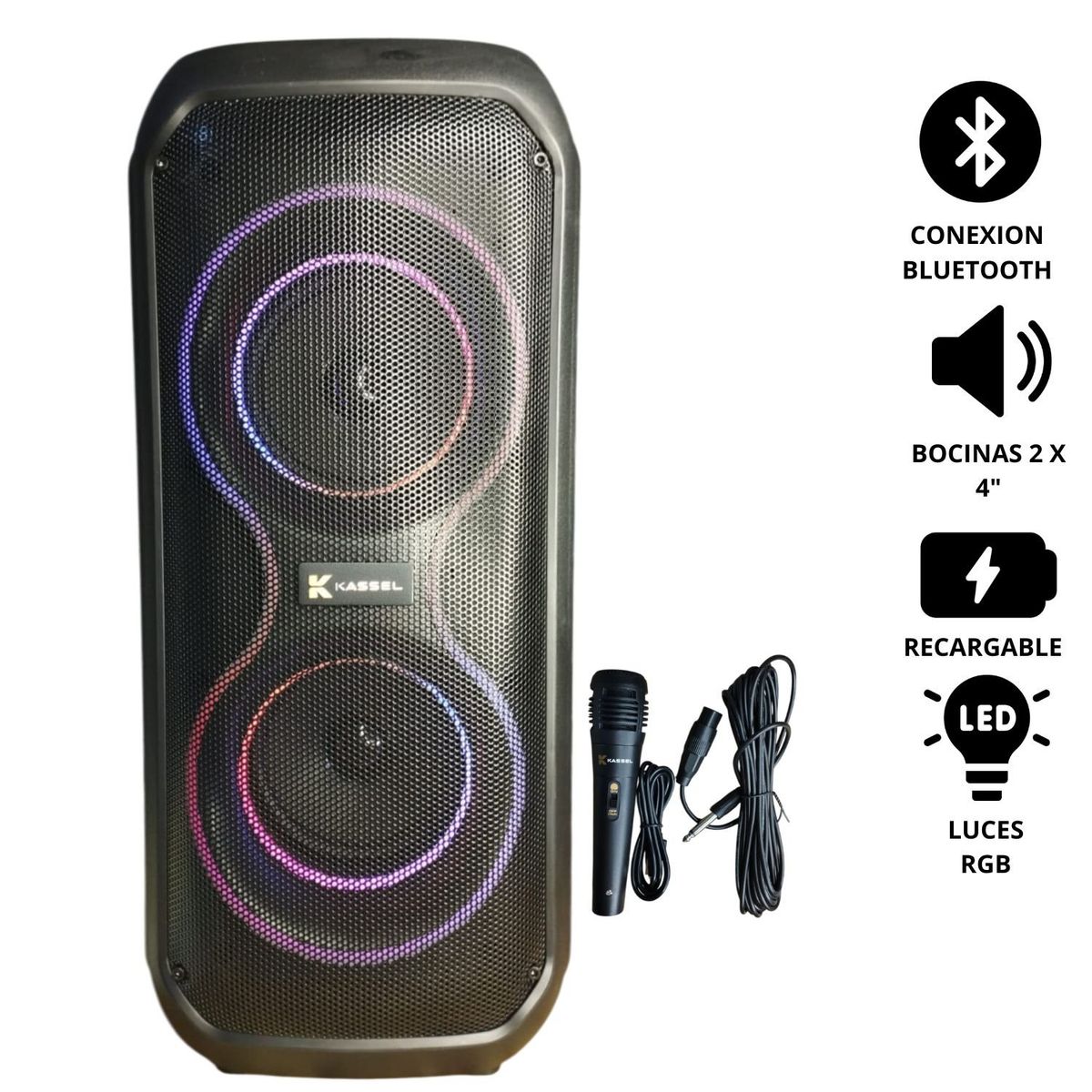 GENERICO - Parlante Portátil KASSEL K2410 USB BT TWS MICROFONO RGB