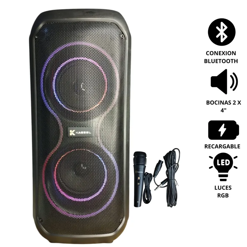 GENERICO - Parlante Portátil KASSEL K2410 USB BT TWS MICROFONO RGB