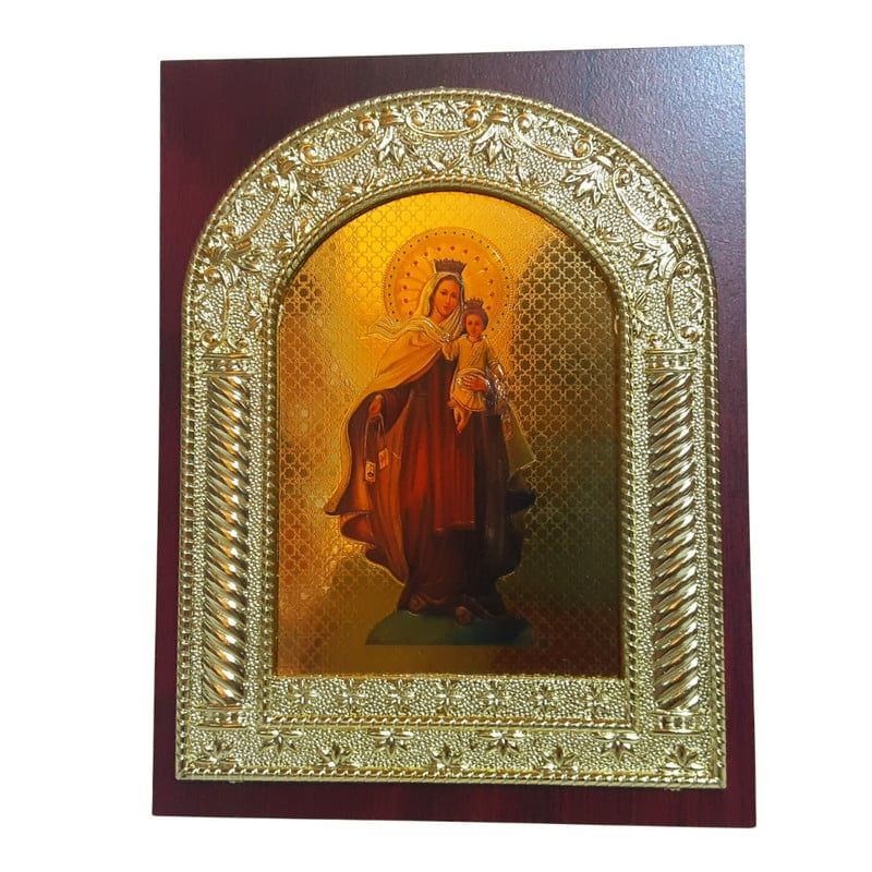 GENERICO - Retrato Cuadro Religioso Virgen del Carmen Marco 17cm