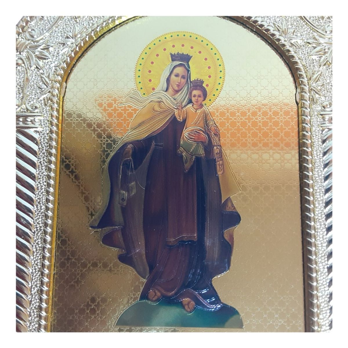 GENERICO - Retrato Cuadro Religioso Virgen del Carmen Marco 17cm