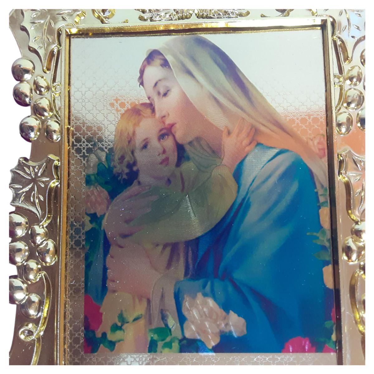 GENERICO - Retrato Cuadro Religioso Virgen Maria y Jesus Pergamino 17cm