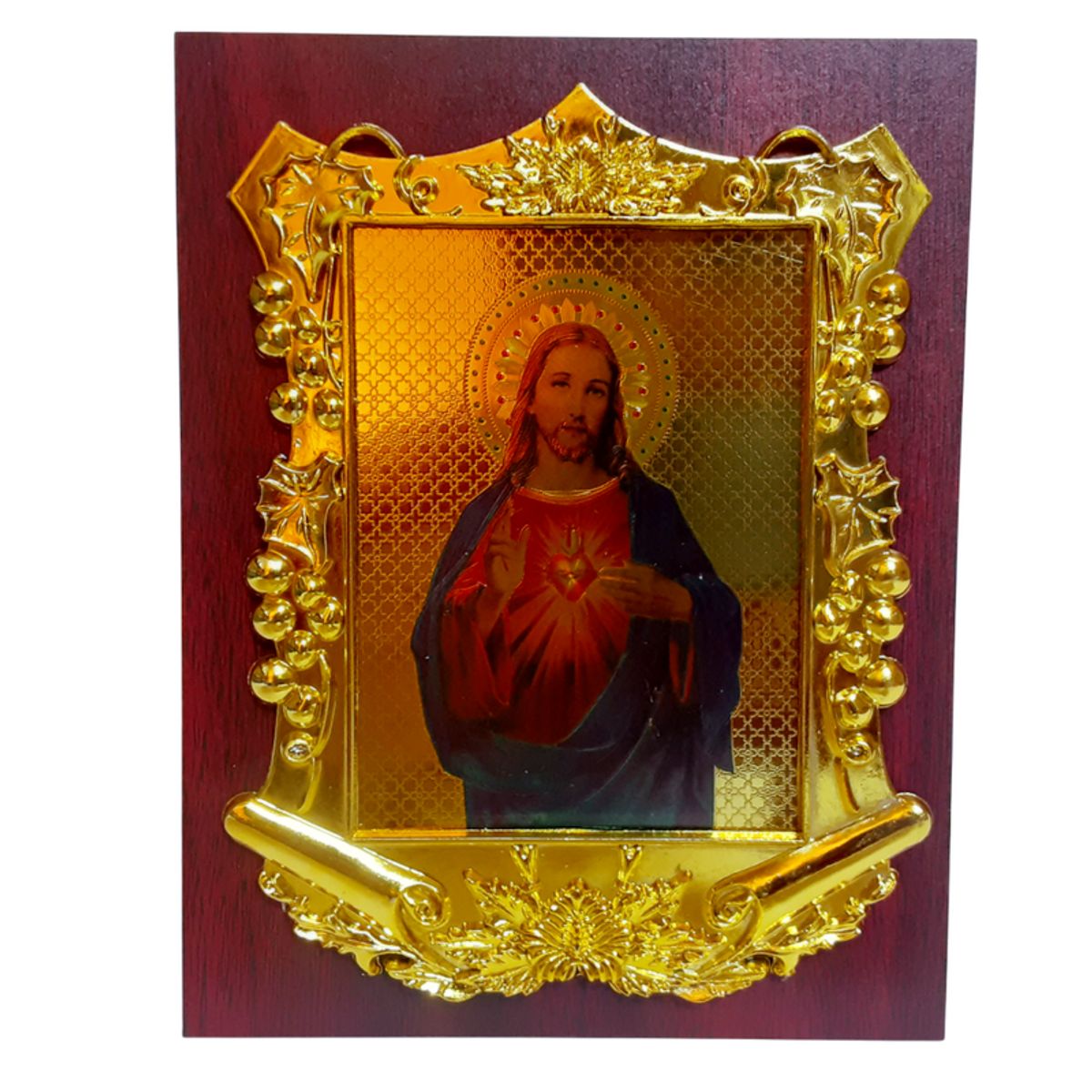 GENERICO - Retrato Cuadro Religioso Sagrado Corazon de Jesus Pergamino 17cm