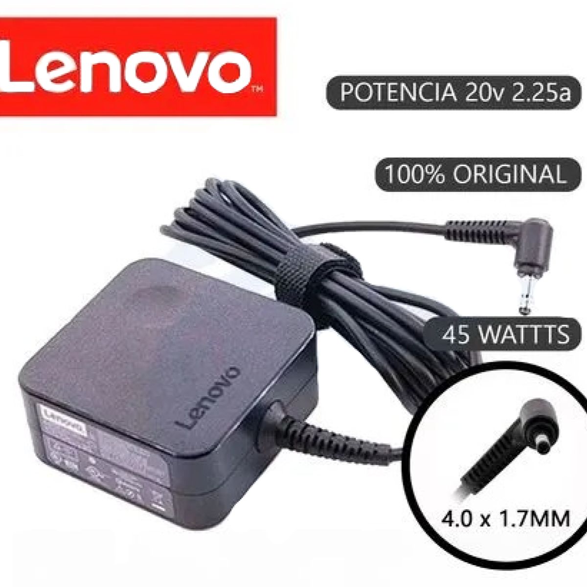 GENERICO - Cargador compatible Laptop Lenovo 20V 225A 40-17mm 45w