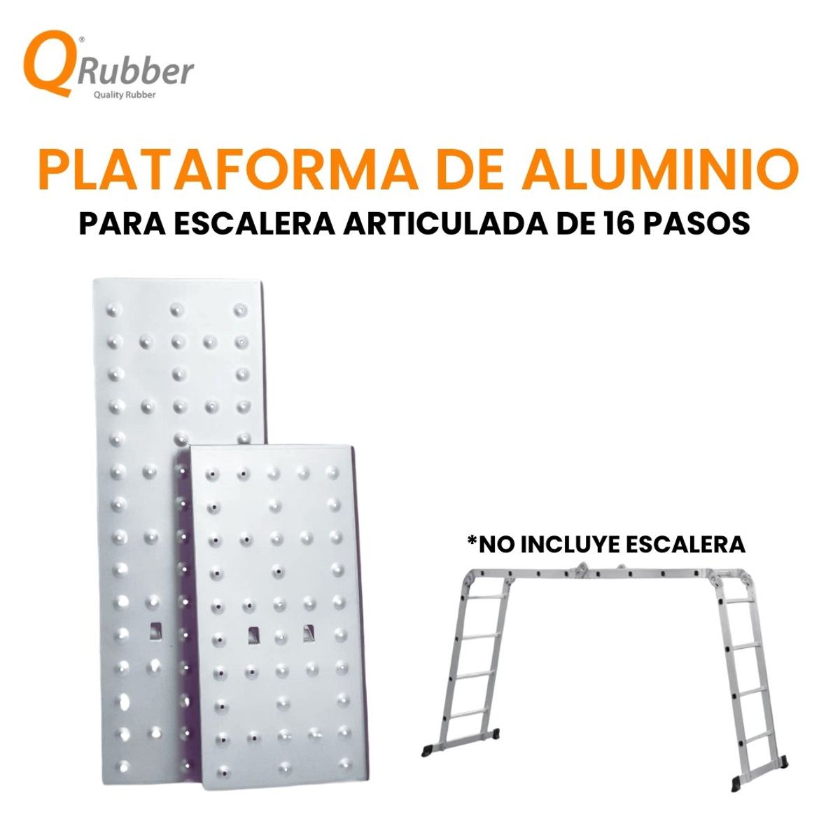 QRUBBER - Plataforma para escalera de aluminio multiuso 4.6 M