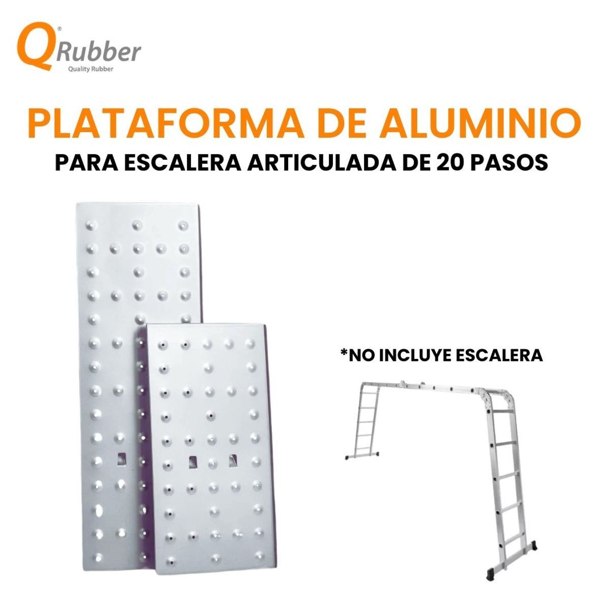 QRUBBER - Plataforma para escalera de aluminio multiuso 5.7 M