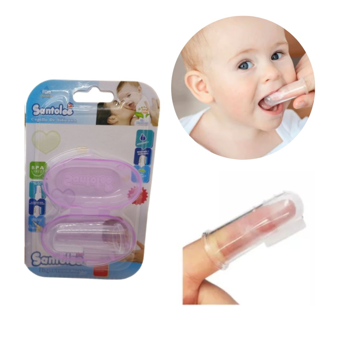 GENERICO - Cepillo dedal para bebés- santolee lila