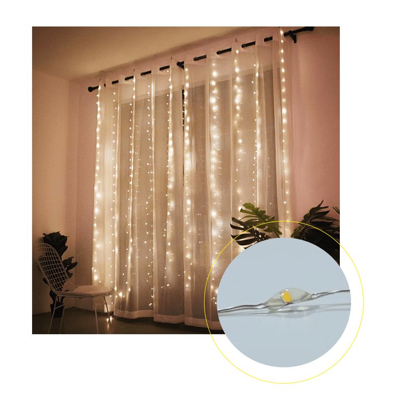 GENERICO - Luces Led CORTINA AMBAR tamaño3 por 2 CABLE ALAMBRADO