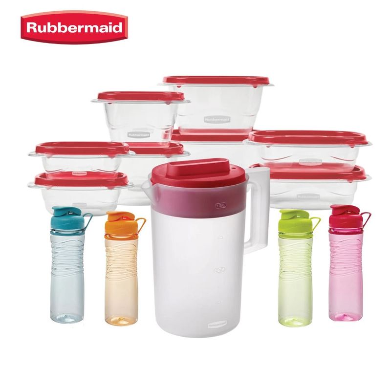 RUBBERMAID - Pack Rubbermaid herméticos x16 más jarra y botellas x4