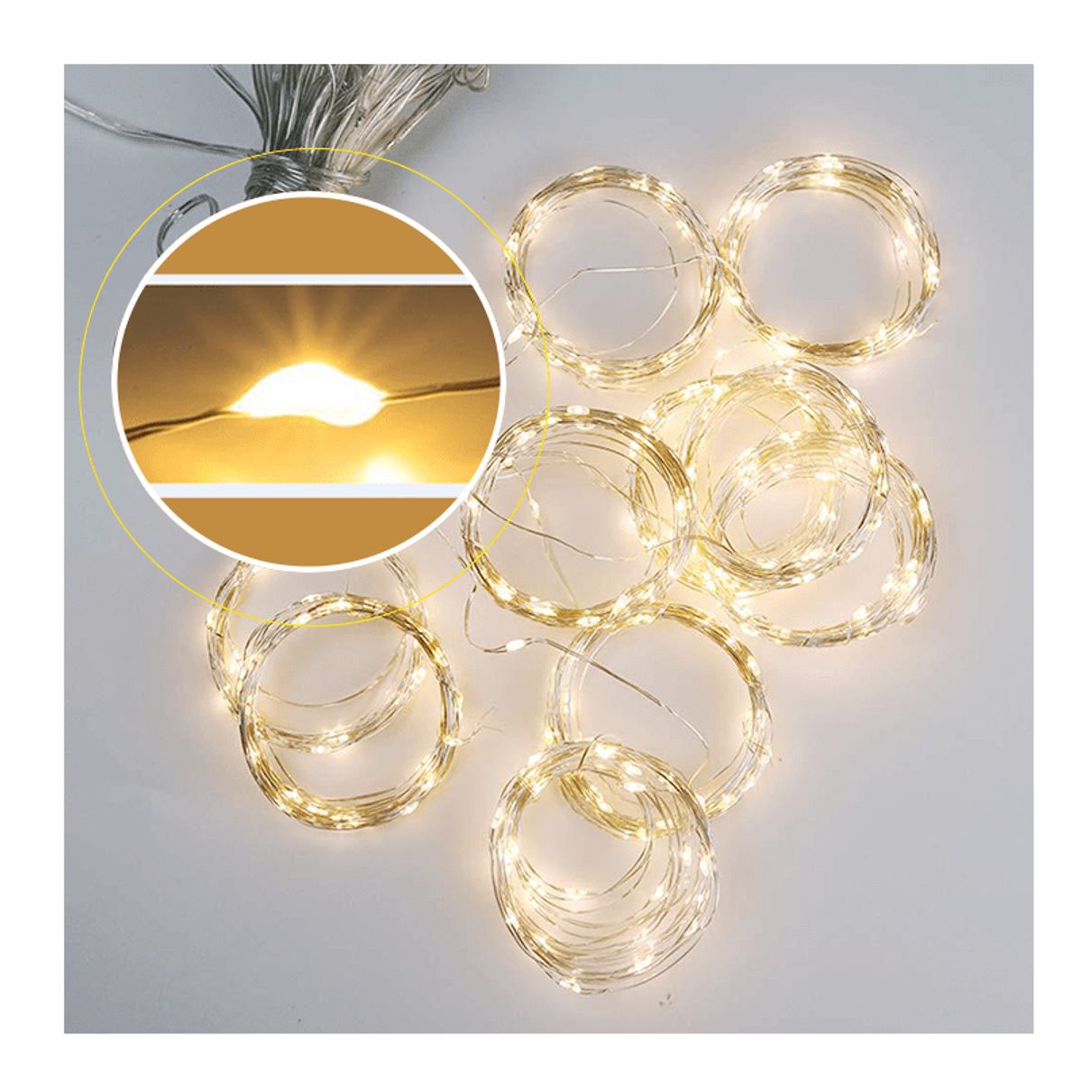 GENERICO - Luces Led CORTINA Amarillas tamaño3 x 2 CABLE ALAMBRADO