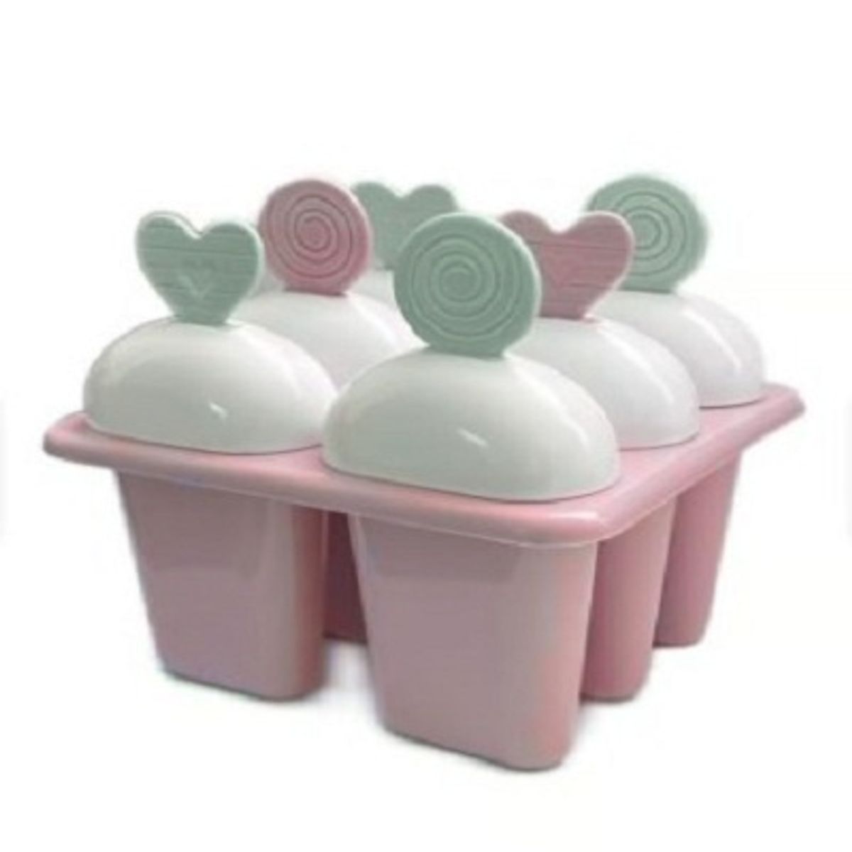 GENERICO - MOLDE PARA HELADOS - HIELO 6 PALETAS ROSADO