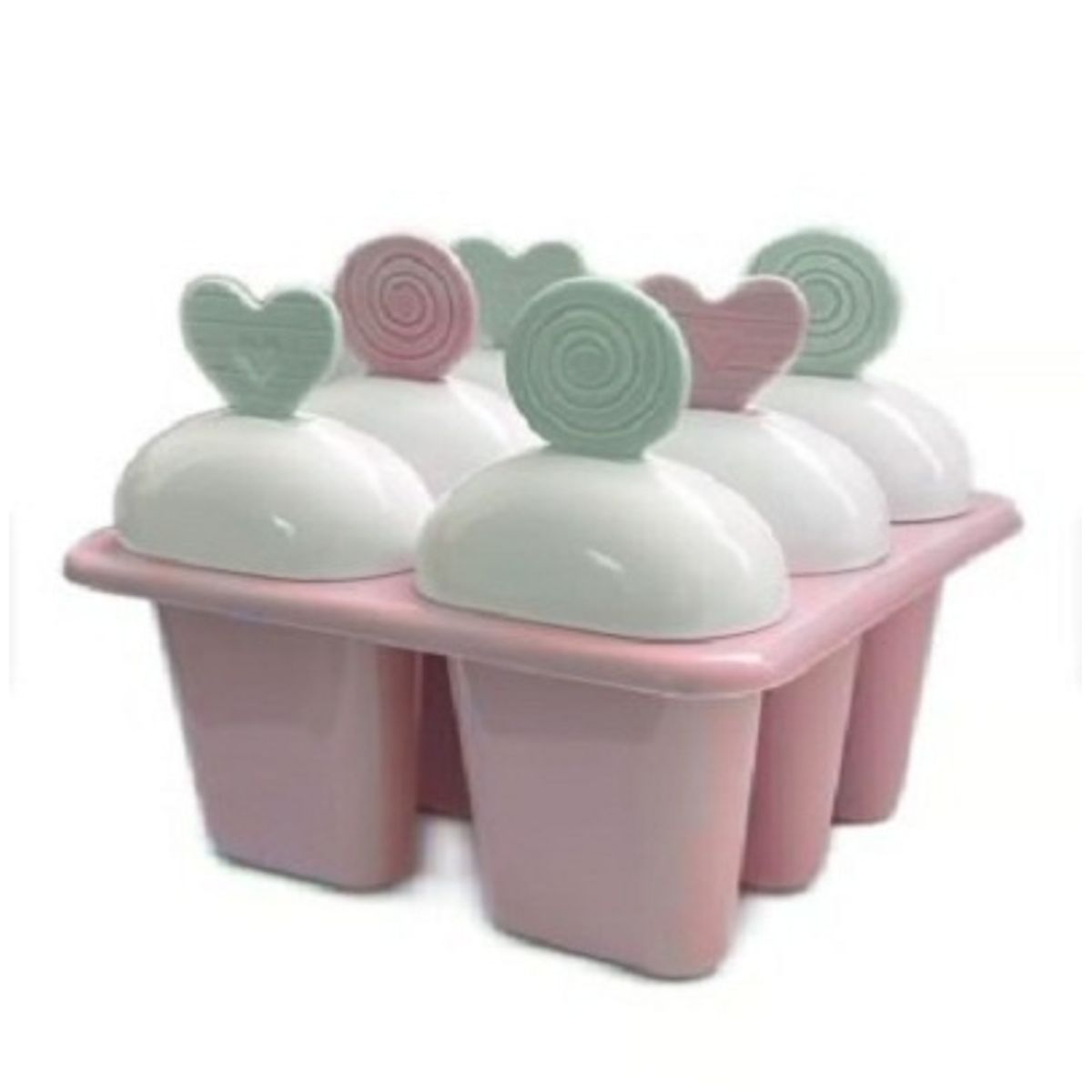 GENERICO - MOLDE PARA HELADOS - HIELO 6 PALETAS ROSADO