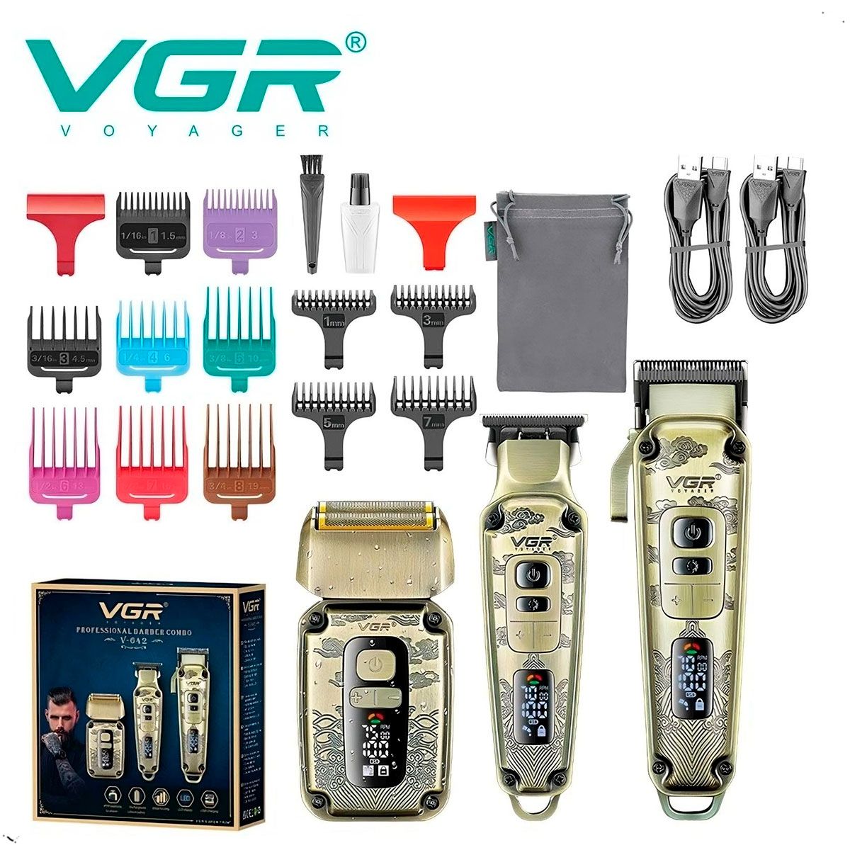 GENERICO - Maquina Corte Cabello VGR V-642 Combo 3 en 1 Inalambrico