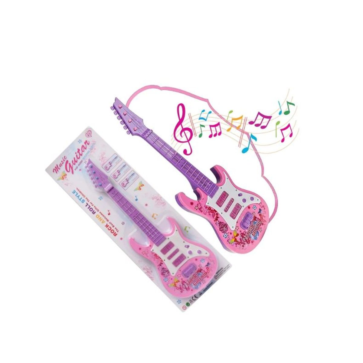 GENERICO - Guitarra Juguete Efectos Luces y Sonidos Rosado