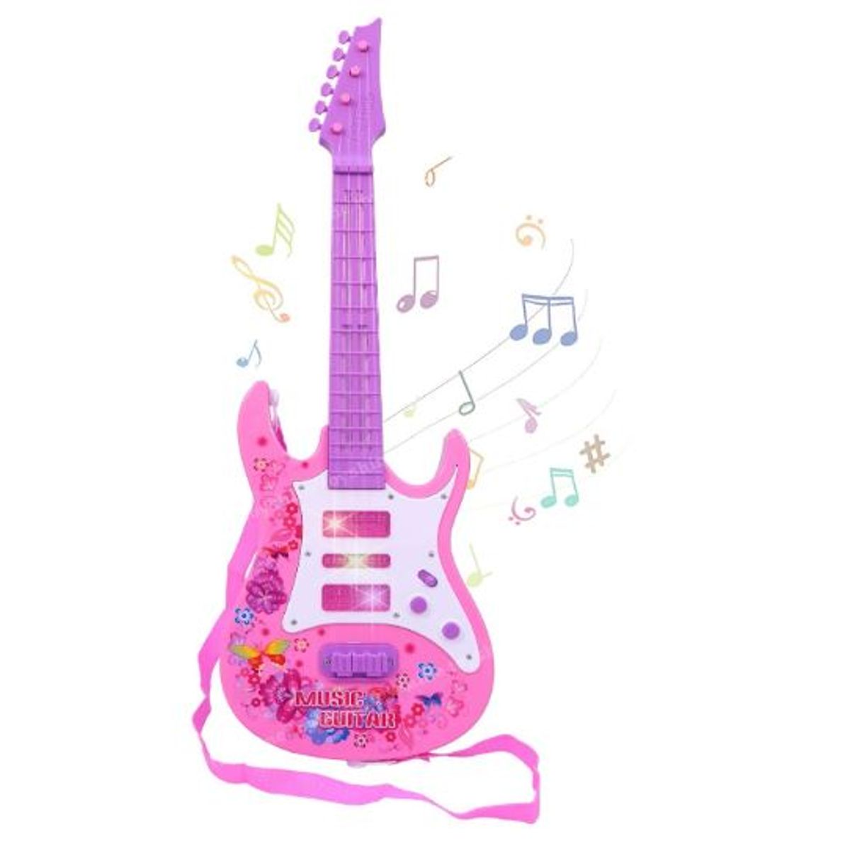 GENERICO - Guitarra Juguete Efectos Luces y Sonidos Rosado