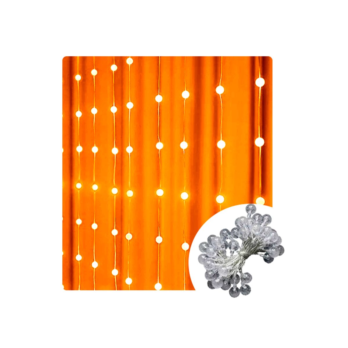 GENERICO - Cortina Luces Led  Diseño Bombillas Ambar tamaño 3 x 1