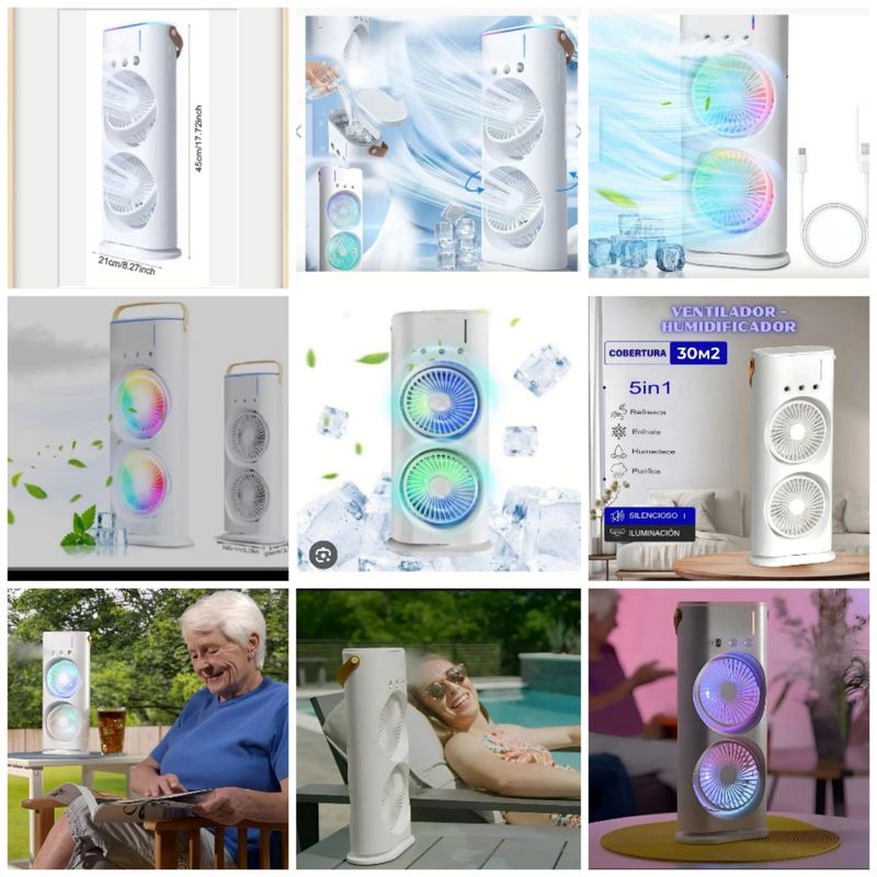 GENERICO - VENTILADOR  PACK X2 UNID ACONDICIONADOR HUMIDIFICADOR 5EN1 DOBLE SPRAY