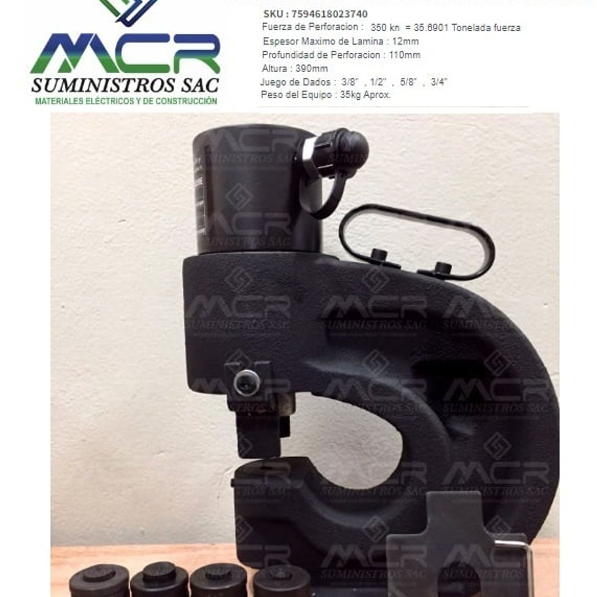 GENERICO - PUNZONADORA INDUSTRIAL HIDRAULICA + BOMBA + 4 DADOS