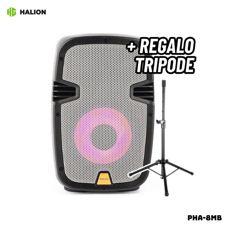 HALION - PARLANTE ACTIVO HALION 600W 1UHF MIC BATERIA - PHA-8MB + TRIPODE