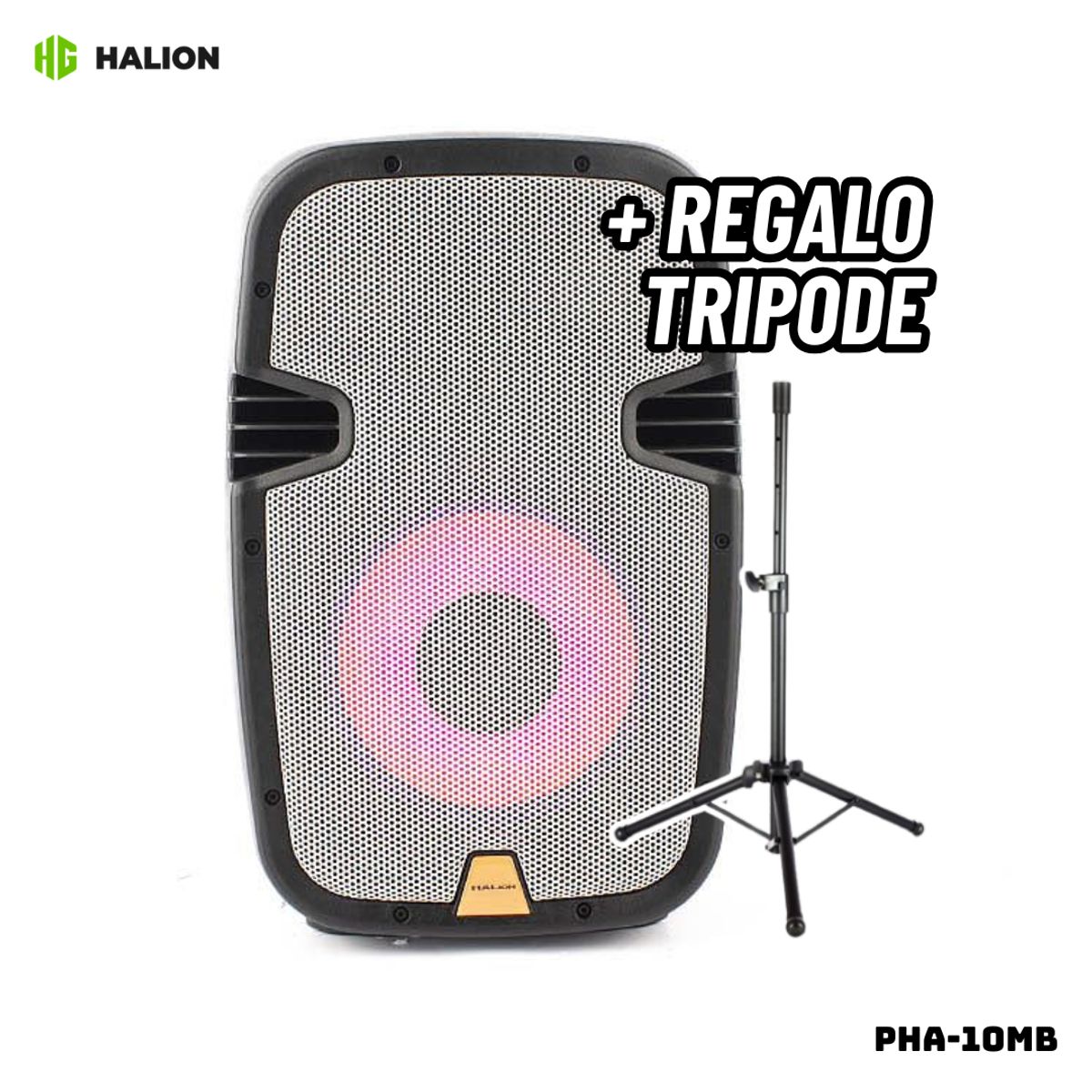 HALION - PARLANTE ACTIVO HALION 1000W 1UHF MIC BATERIA - PHA-10MB + TRIPODE