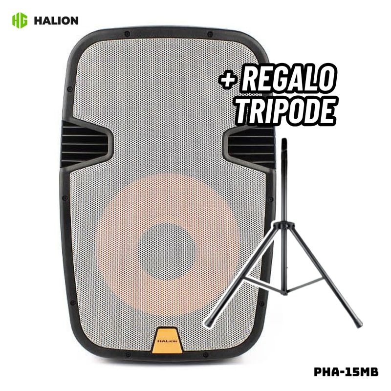 HALION - PARLANTE ACTIVO HALION 2000W 2UHF MIC BATERIA - PHA-15MB + TRIPODE
