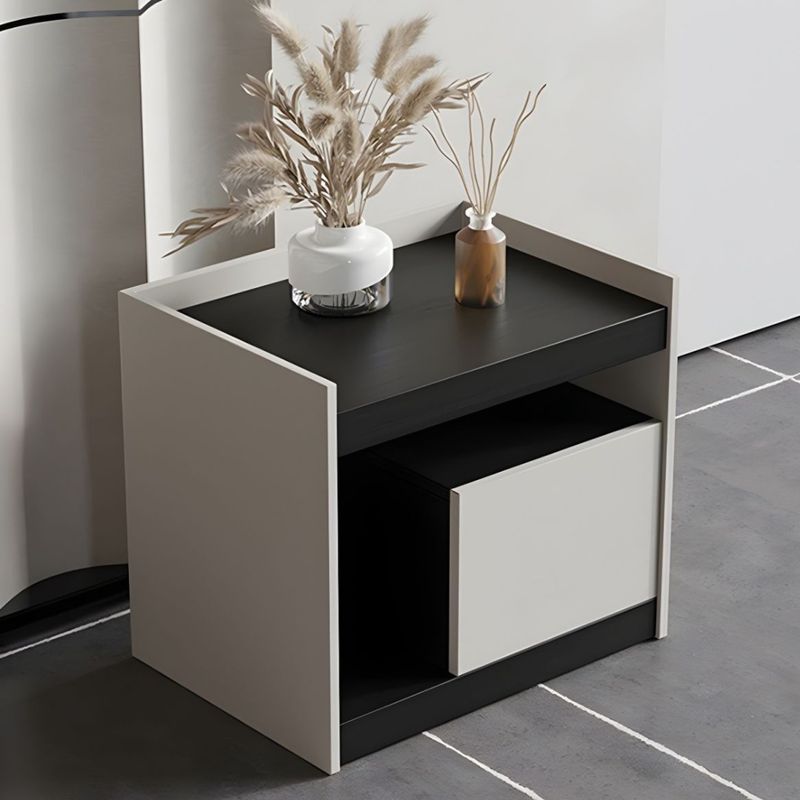 GENERICO - Velador Tebas 1 Cajón - Blanco y Negro