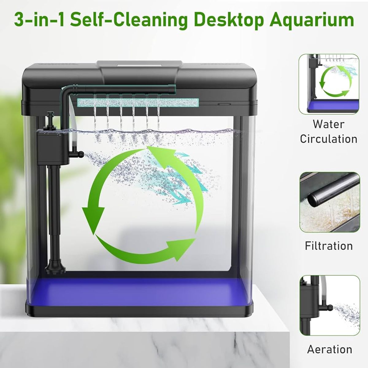 XION - Acuario Xilong curvo 39.5 x 27.5 x 46 cm