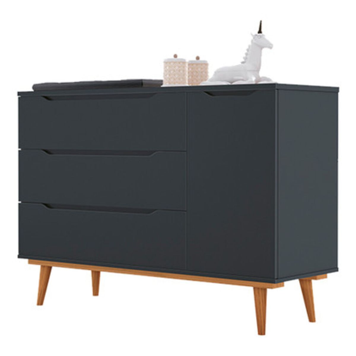 GENERICO - Cómoda Multiusos Rufina Black 3 cajones y 1 puerta R&R Muebles