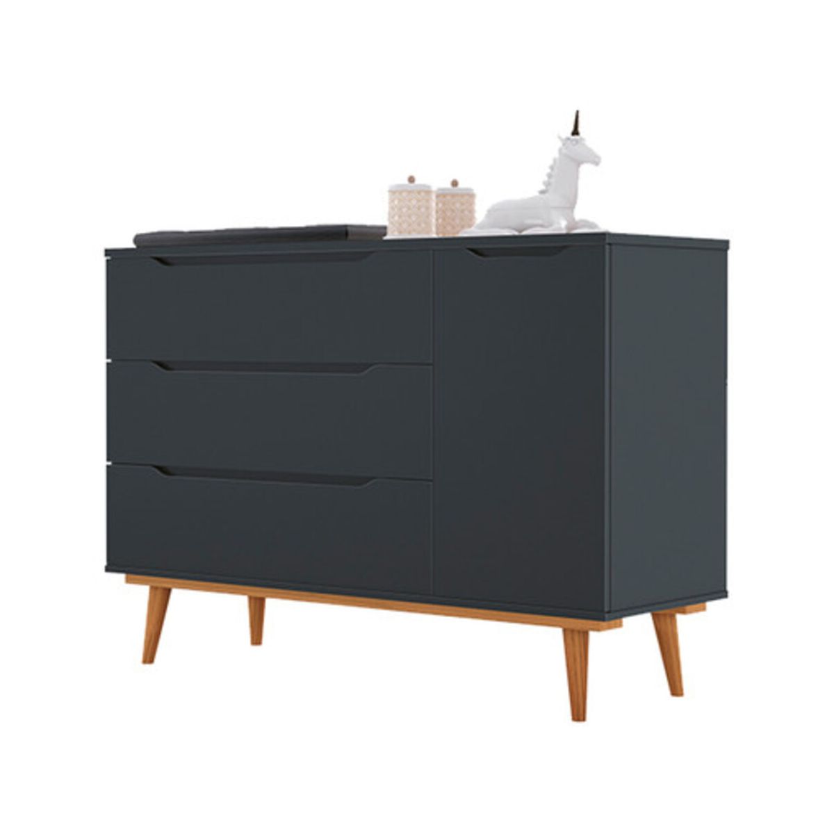 GENERICO - Cómoda Multiusos Rufina Black 3 cajones y 1 puerta R&R Muebles