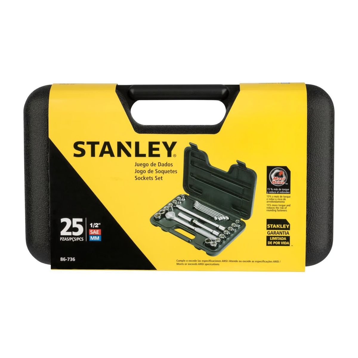 STANLEY - Juego de dados y llaves 25 piezas 1 /2" STANLEY (86-736)