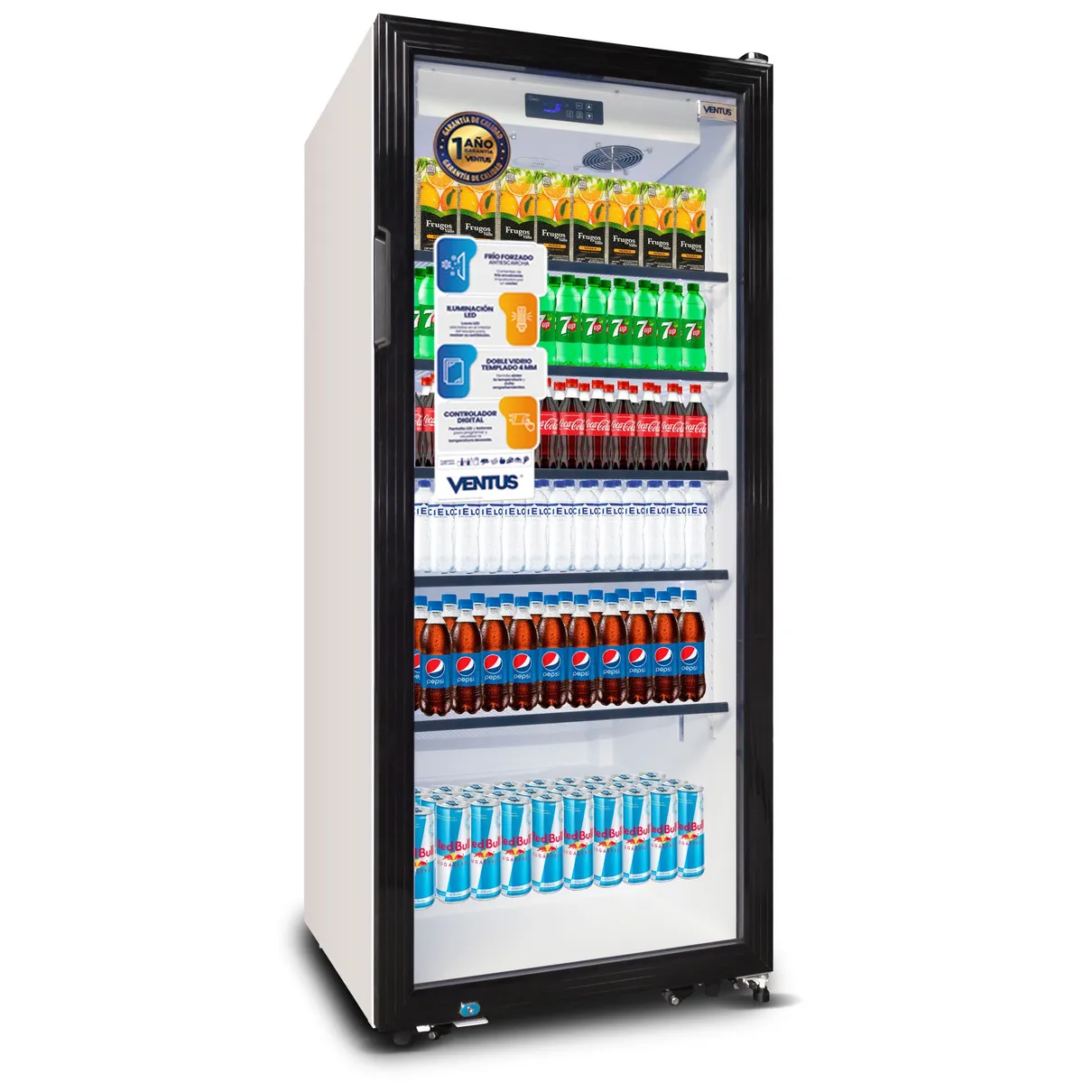 VENTUS - Ventus Visicooler 1 Puerta 510L - No Frost, Doble Vidrio y Luz LED - LG-510TC