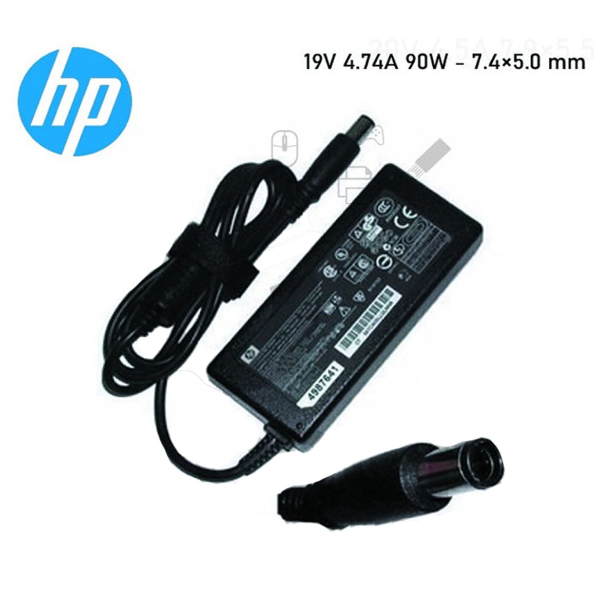 HP - CARGADOR COMPATIBLE HP 19V 474A 90W PUNTA AGUJA - 74×50 mm