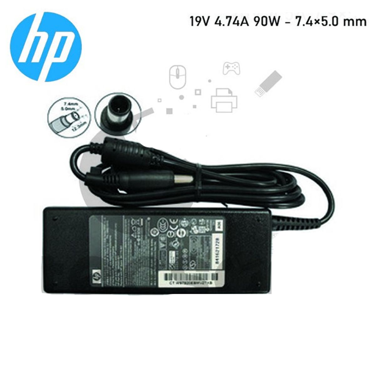 HP - CARGADOR COMPATIBLE HP 19V 474A 90W PUNTA AGUJA - 74×50 mm