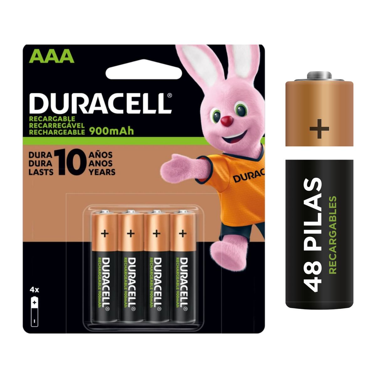 DURACELL - Caja de 48 unid de Pilas Recargables Duracell AAA de 900 mAh