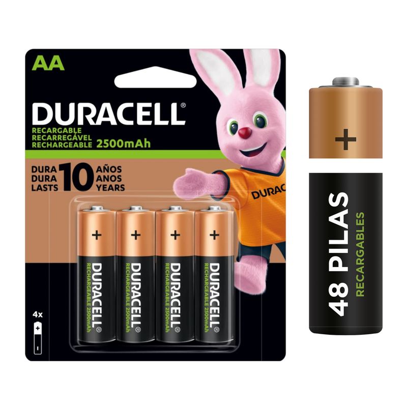 DURACELL - Caja de 48 unid de Pilas Recargables Duracell AA de 2500 mAh