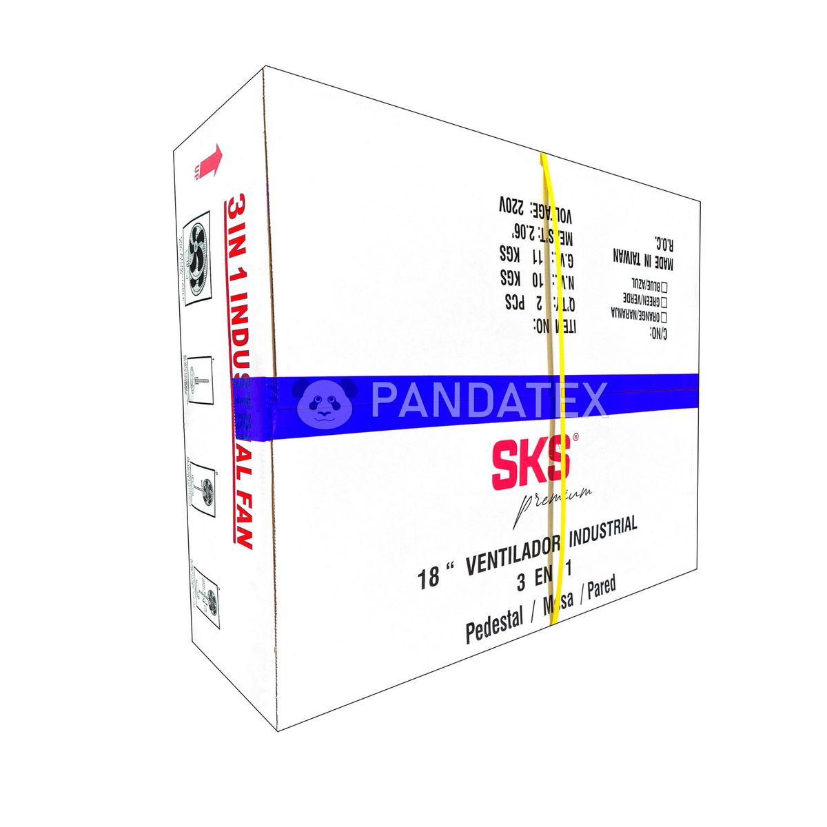 SM - 2 VENTILADORES DE TAIWAN CON PÉSDESTAL 3 EN 1 DE 18" DE 125W - 5 ASPAS