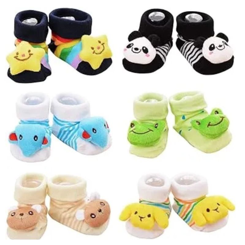 GENERICO - Pack 3 Medias Antideslizantes Para Bebes Con Muñeco niña