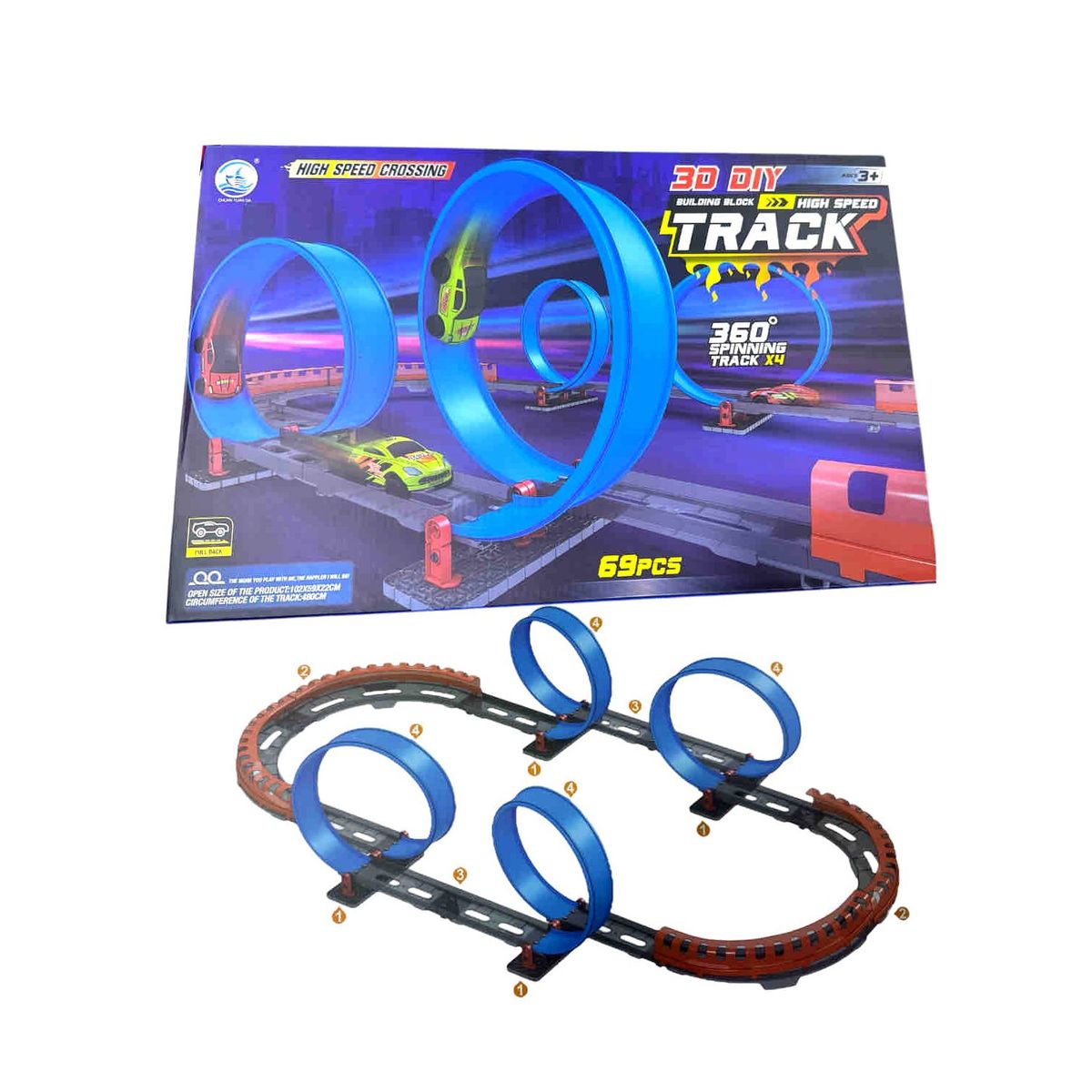 GENERICO - Juguete Set de Pista de Carrera Nitro2Go 360° 69 pcs Azul