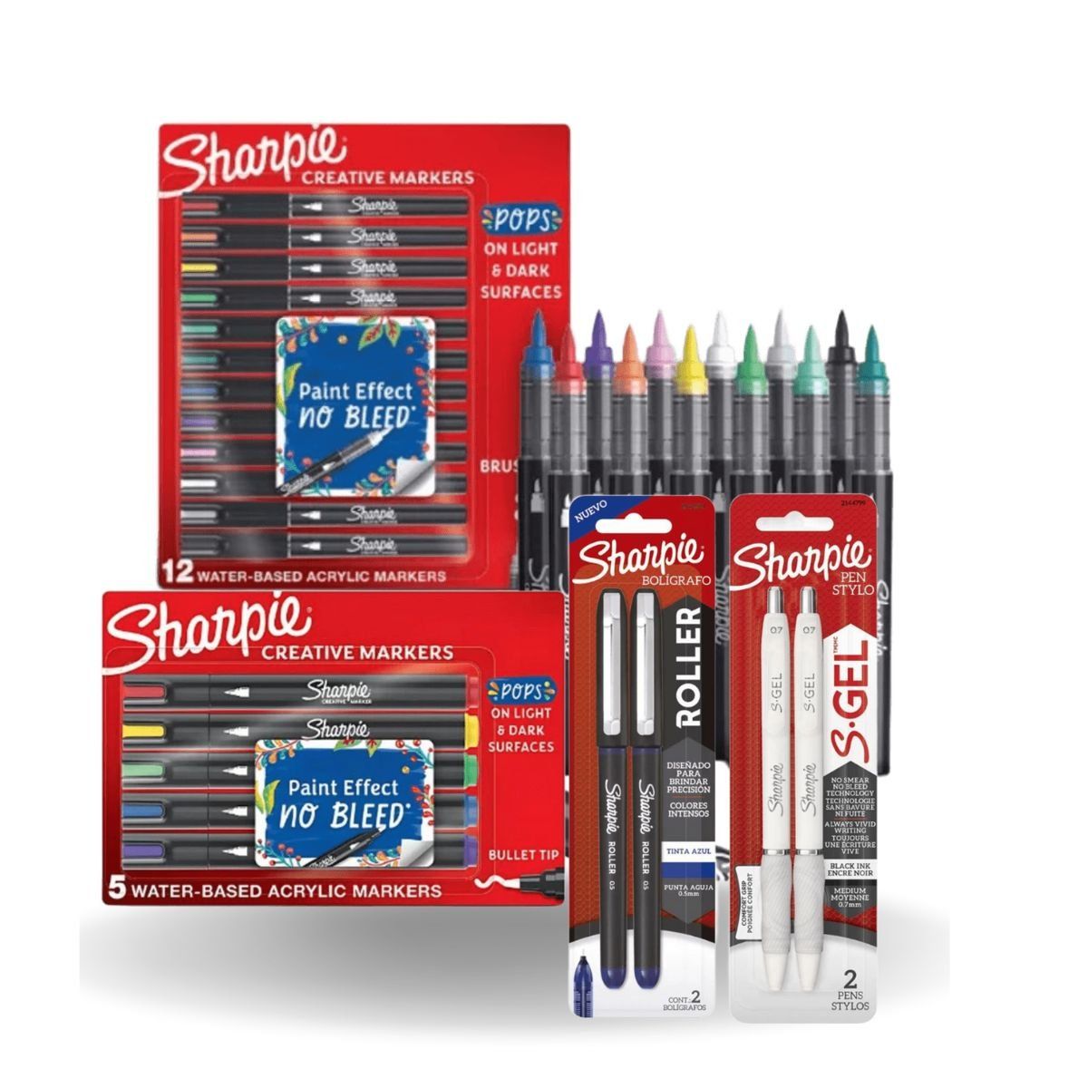 SHARPIE - Pack Sharpie Creative Acrílico más Bolígrafos 0.5 y 0.7