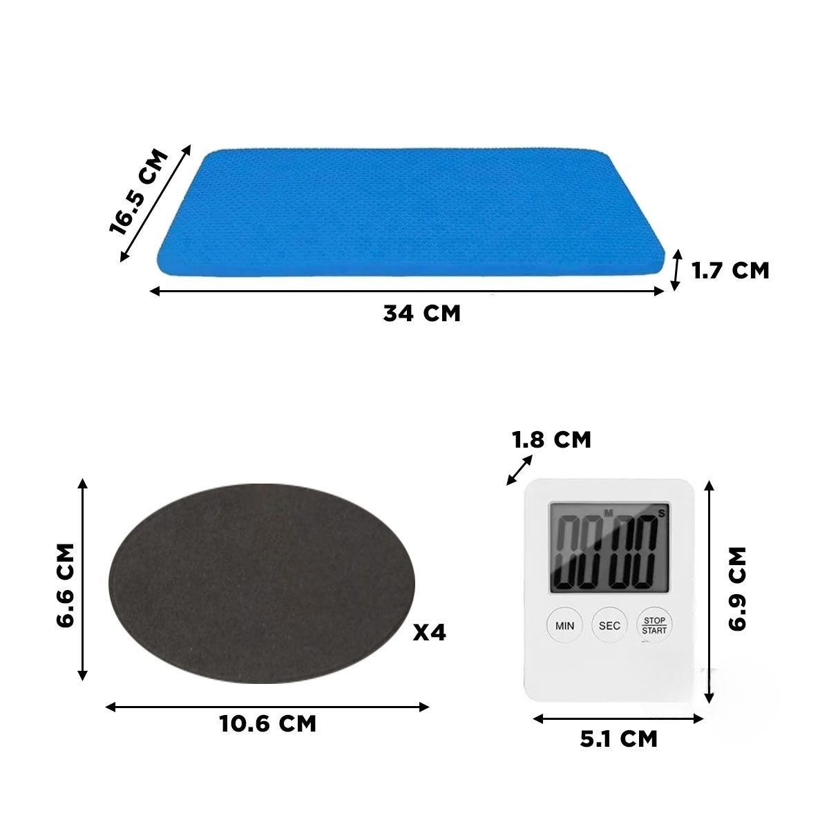 GENERICO - RUEDA ABDOMINAL DOBLE REBOTE 4 SOPORTES TEMPORIZADOR CON PORTA CELULAR AZUL