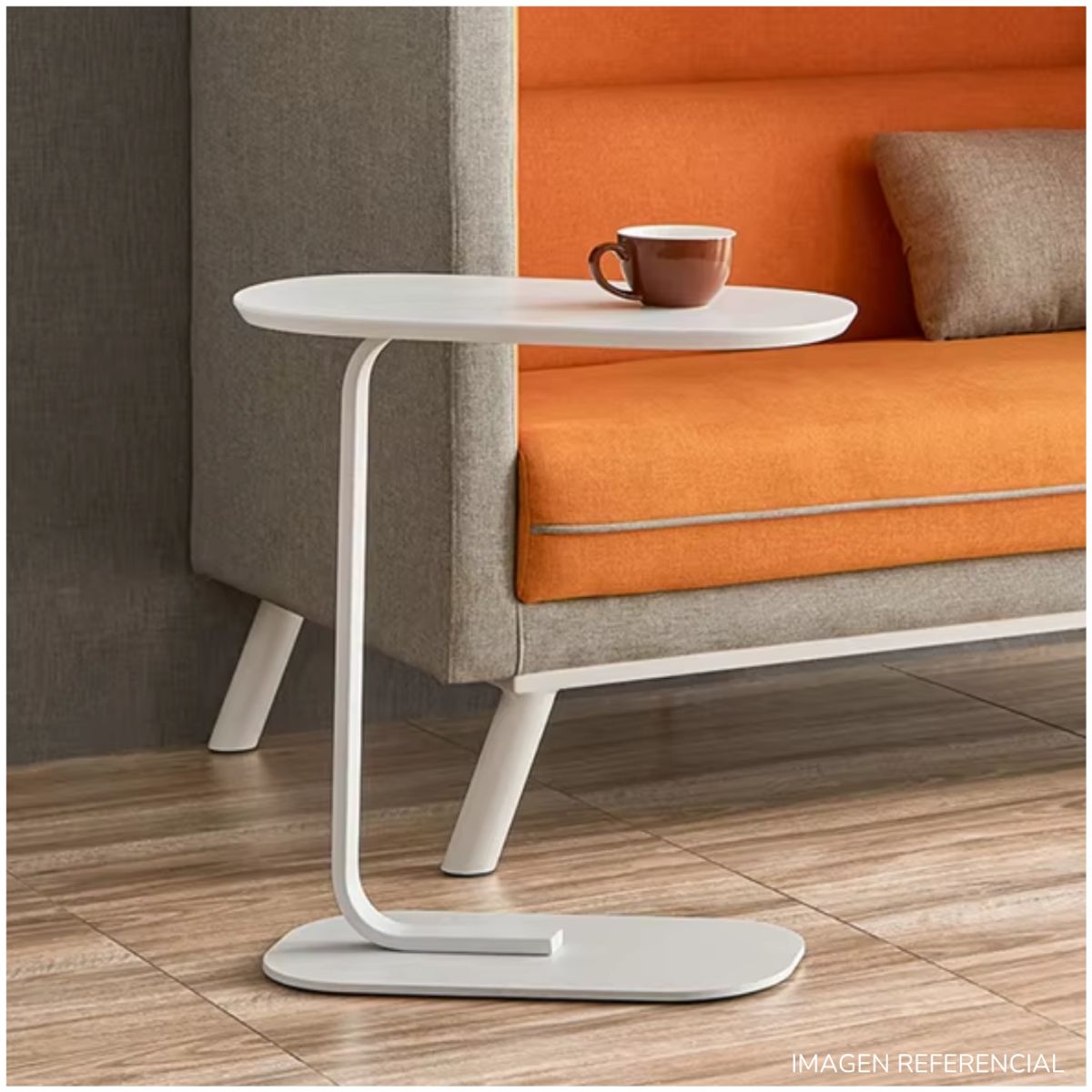 INSPIRA MARKET - Mesa Auxiliar de Centro Oval B Blanco Marmoleado