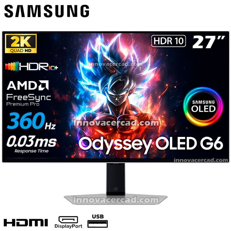 SAMSUNG - Monitor Samsung LS27DG600SLXPE 27 Odyssey OLED G6 2K QHD 360HZ, 0.3MS