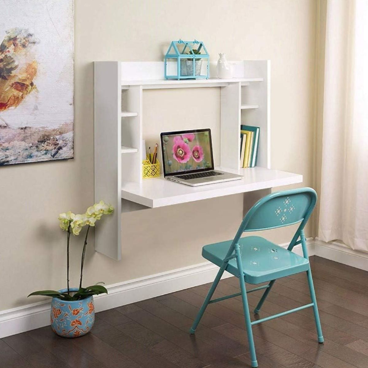 NACION MUEBLES - ESCRITORIO FLOTANTE EMILIA CLASICO BLANCO