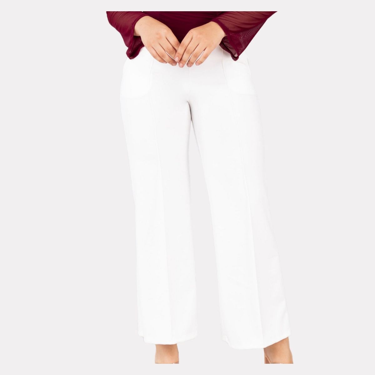 GENERICO - Pantalón Corte Recto Scuba con hebilla Karina Mujer