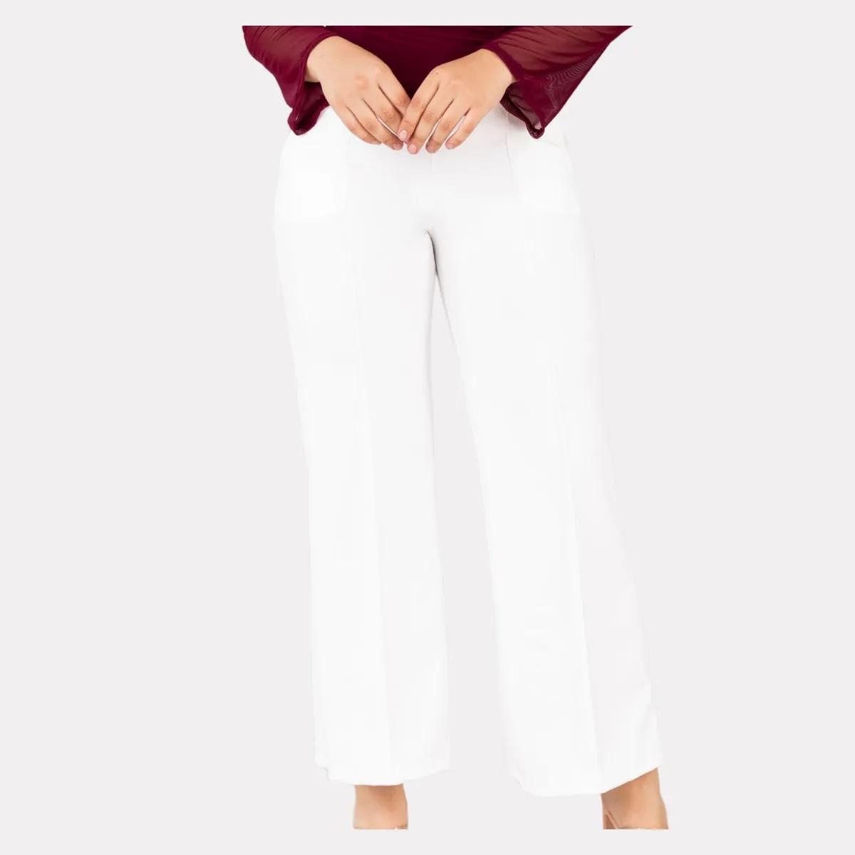 GENERICO - Pantalón Corte Recto Scuba con hebilla Karina Mujer