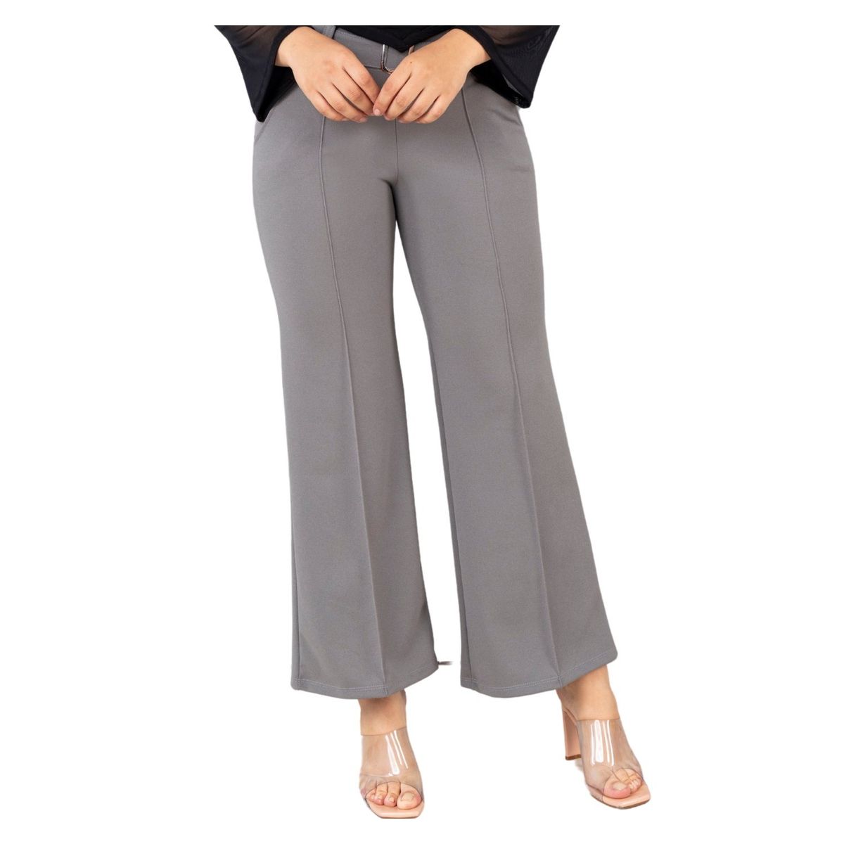 GENERICO - Pantalón Corte Recto Scuba con hebilla Karina Mujer