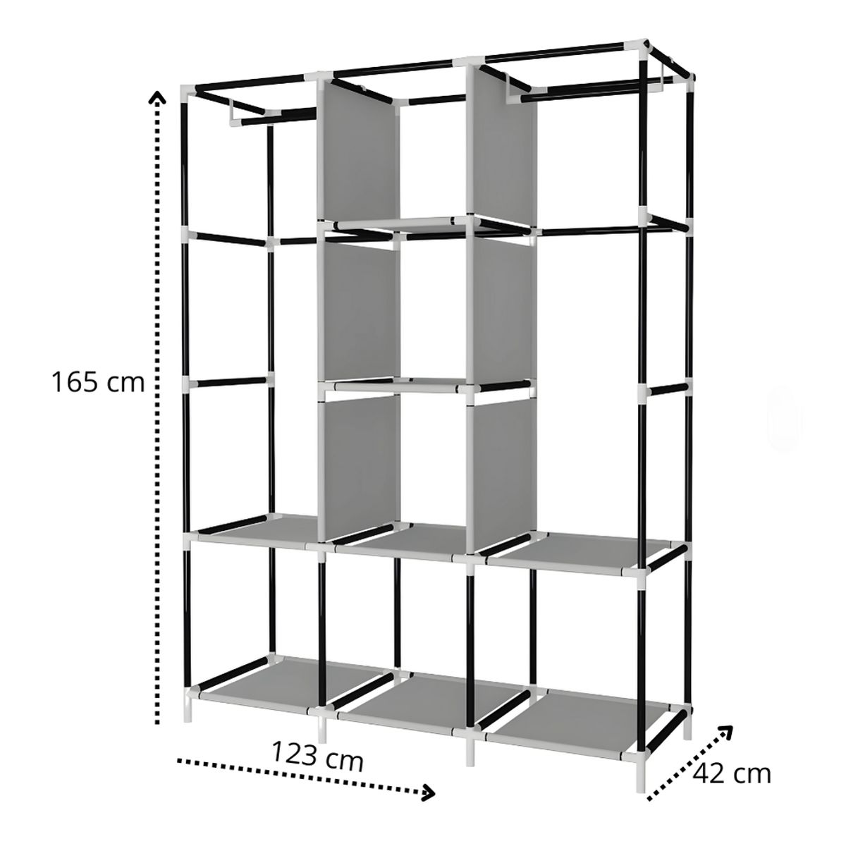 SM - ROPERO ARMABLE - TUBOS CROMADOS INOXIDABLE DE 3 CUERPOS AZUL NOCHE OSCURO