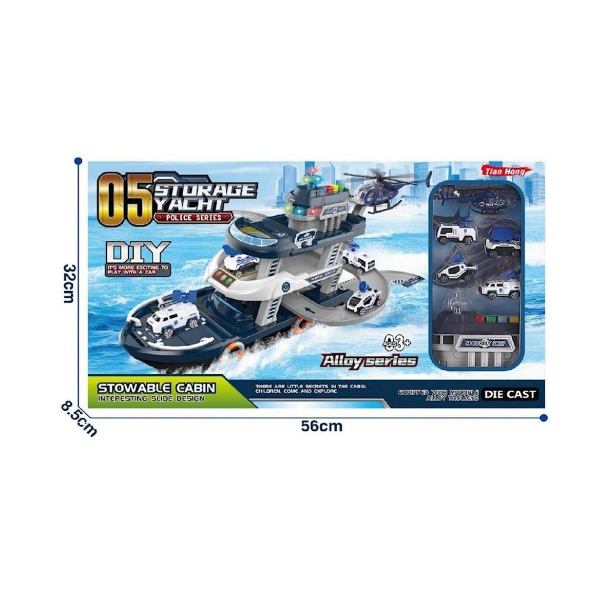 GENERICO - Juguete Set de Parqueo Estacionamiento Barco de Policía