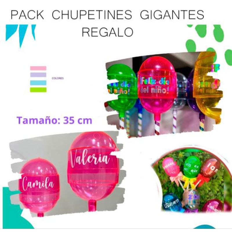 GENERICO - PACK 10 CHUPETINES GIGANTES EN BASE PARA CUMPLEAÑOS